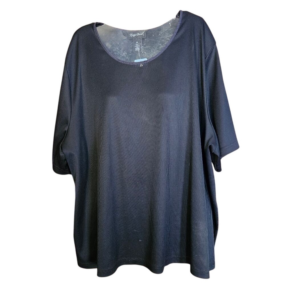 Maggie Barnes NWT Black Ribbed Short Sleeve Top Plus Size 2X